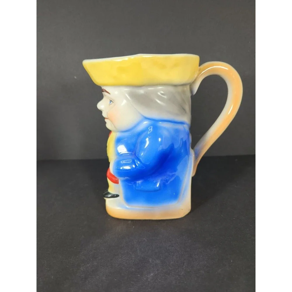 Vintage Czech large Toby Jug Mug Pitcher Good condition Blue‎ Yellow